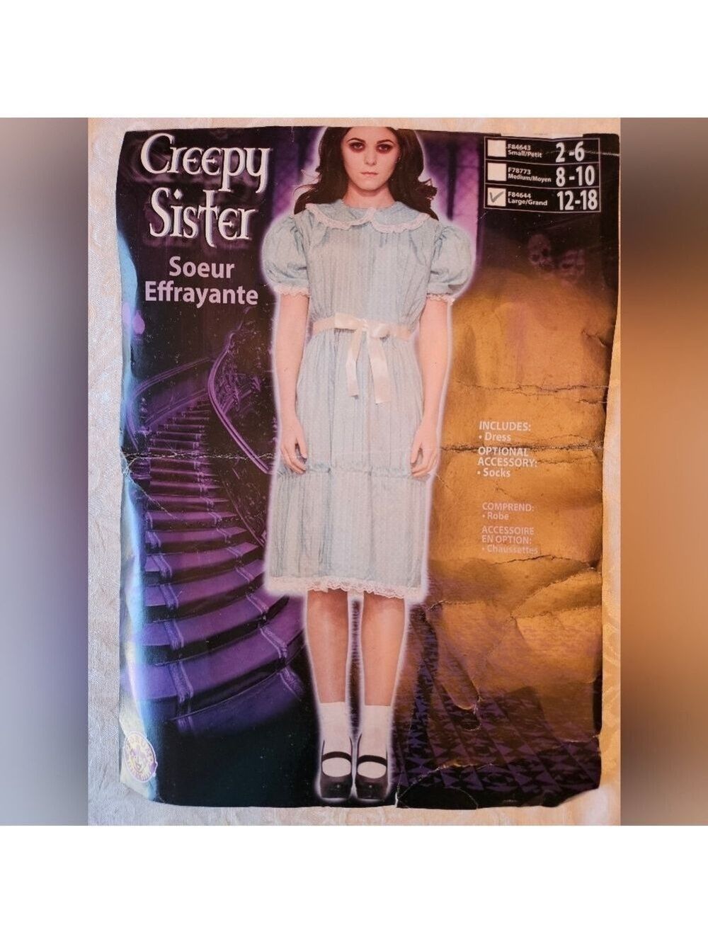 Rubie's The Shining Twin Grady Sister Girls Costume Childs Halloween L 12-18 NWT